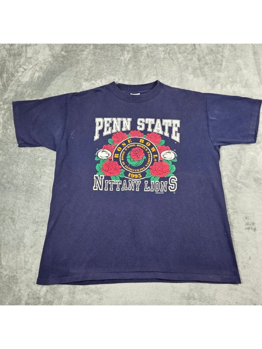 Vintage Penn State Shirt Mens XL Blue 1995 Rose Bowl Single Stitch USA Made Tee